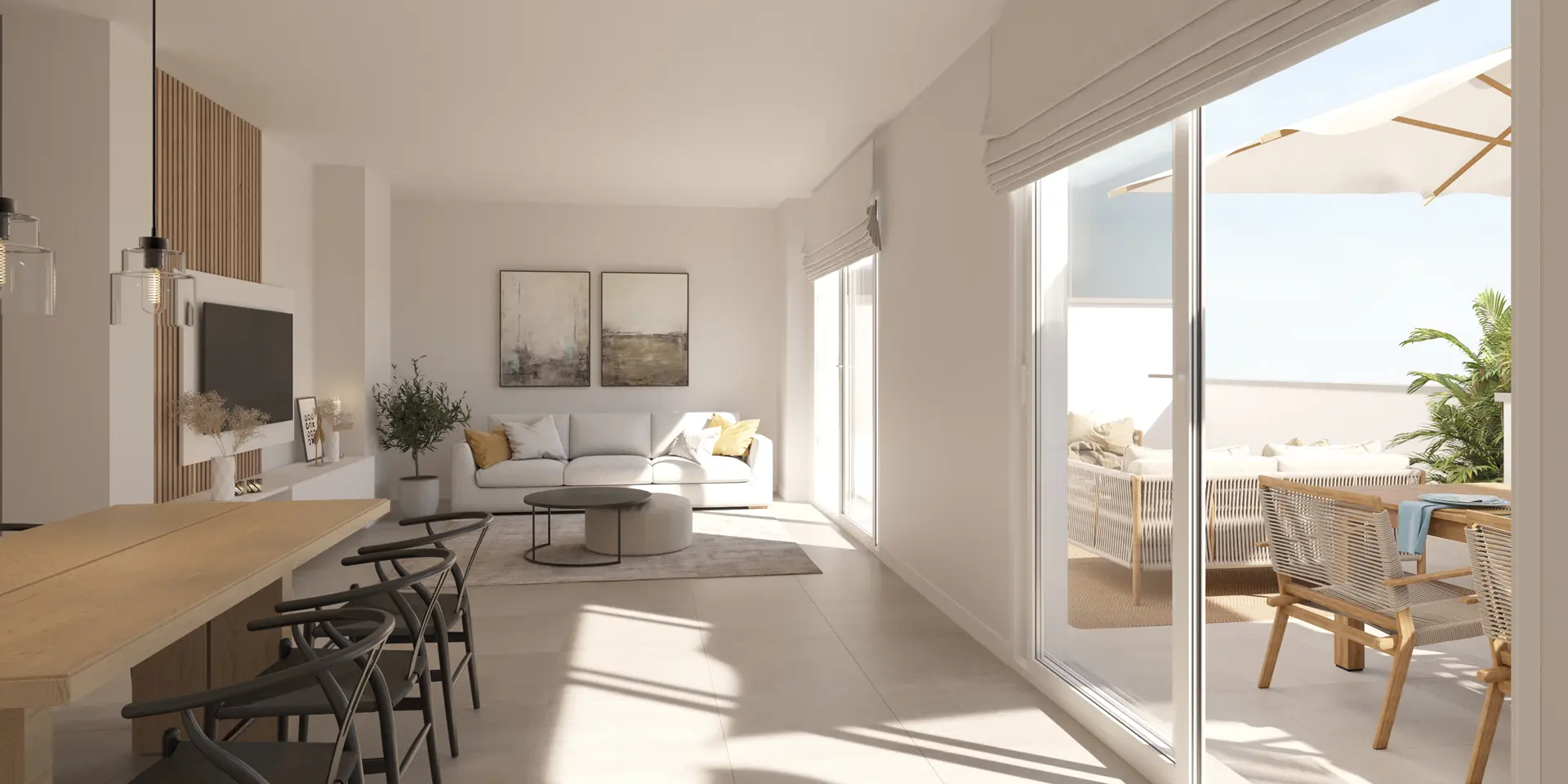 Estepona Costa del Sol living room tv area open space terrace bright