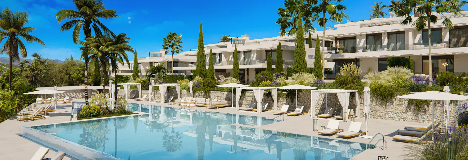 Cascada Homes Los Monteros, Marbella, Costa del Sol, Off-Plan, New Developments, Gated Communities, Luxury Apartments, Contemporary Apartments, Penthouse Apartments, Ground-Floor Apartments, Community Grounds, Community Pool