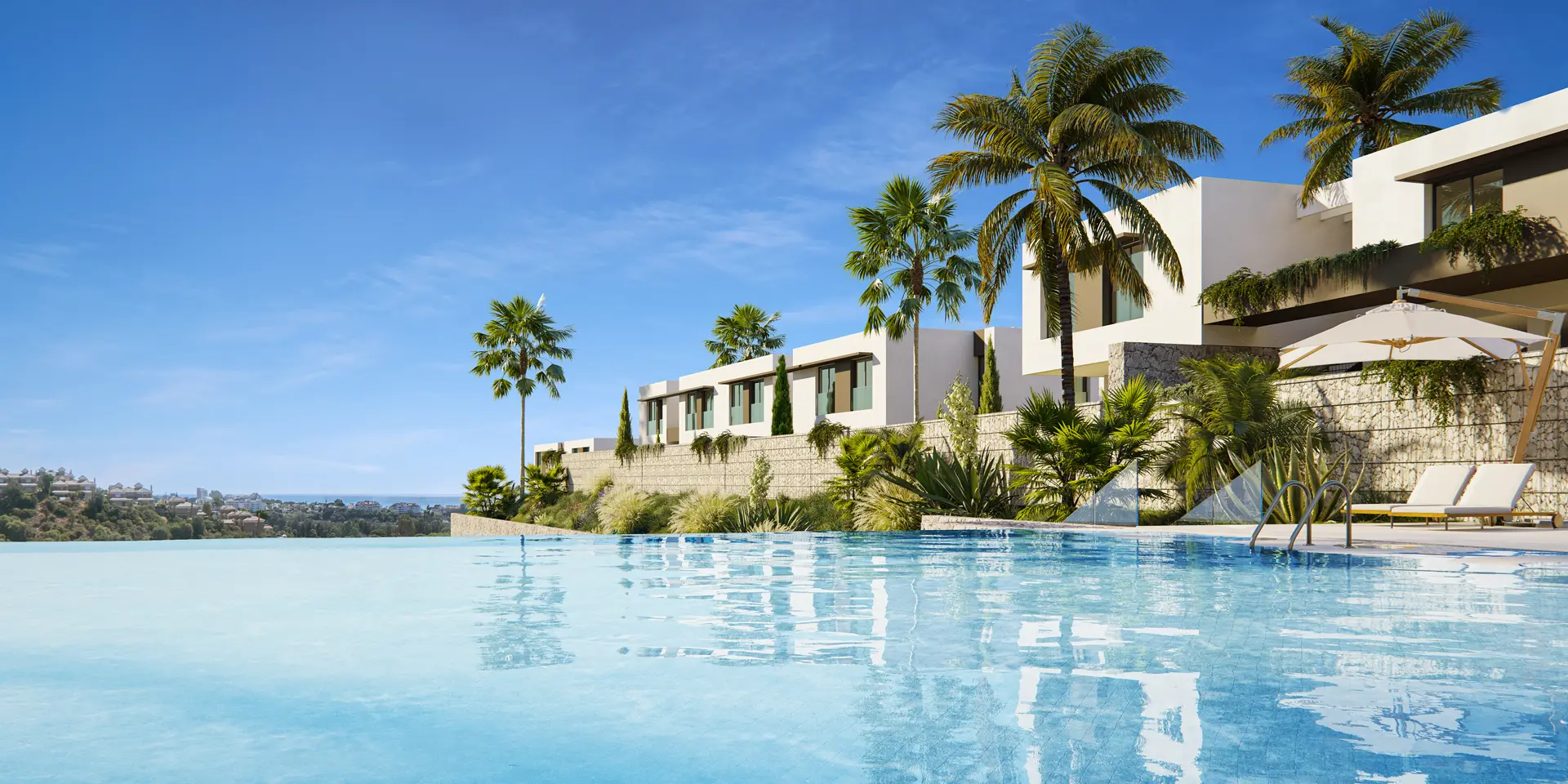 Los Monteros, Marbella, Costa del Sol, Off-Plan, New Developments, Gated Communities, Luxury Apartments, Contemporary Apartments, Penthouse Apartments, Ground-Floor Apartments, Sea View Apartments, Terraces, Exterior Facade, Community Pool, Sea Views