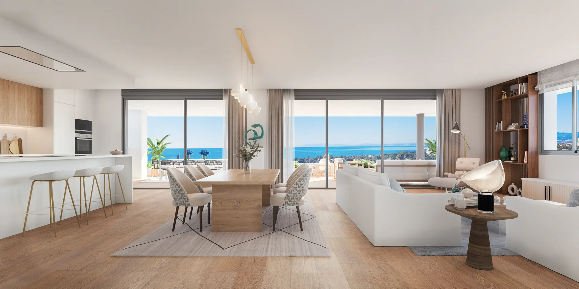 Los Monteros, Marbella, Costa del Sol, Off-Plan, New Developments, Gated Communities, Luxury Apartments, Contemporary Apartments, Penthouse Apartments, Ground-Floor Apartments, Sea View Apartments, Open-Plan, Kitchen, Dining, Living-Room, Terraces, Sea Views