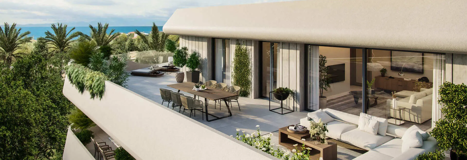 San Pedro, Marbella, Costa del Sol, Off-plan, Ne developments, Gated communities, Urban Residences, Luxury Apartments, Contemporary Homes, Sea view apartments, Exterior facade, terraces, Open-plan, Sea view