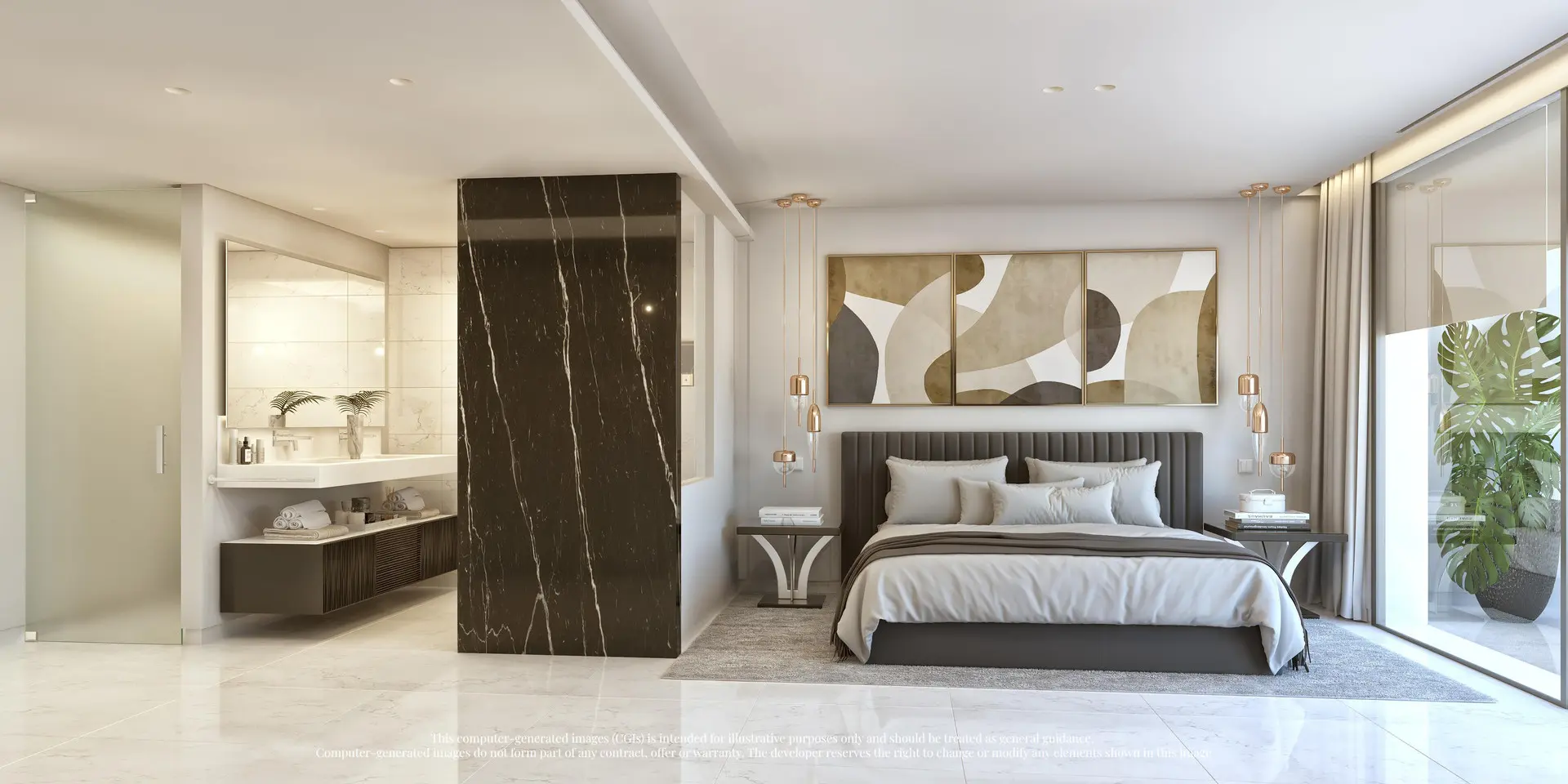 Ojen, Marbella, Costa del sol, Off-plan, New Developments, Gated communities, Sea view apartments, Luxury Apartments, Contemporary Apartments, Master bedroom, Bathroom