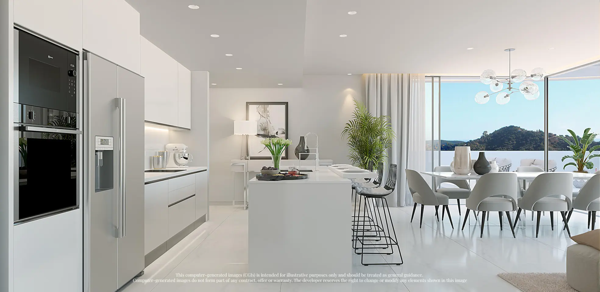 Ojen, Marbella, Costa del sol, Off-plan, New Developments, Gated communities, Sea view apartments, Luxury Apartments, Contemporary Apartments, Open-plan, Kitchen, Dining