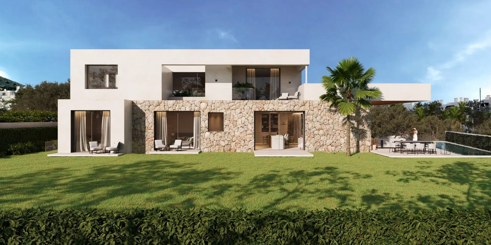 Higueron, Benalmadena, Costa del Sol, Off-plan, New Developments, Gated Communities, Gated Villa Communities, Single Family Homes, Luxury Villas, Sea View Villas, Private Garden, Private Pool, Open-plan, Exterior facade