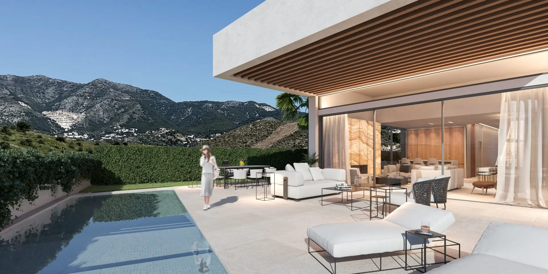 Higueron, Benalmadena, Costa del Sol, Off-plan, New Developments, Gated Communities, Gated Villa Communities, Single Family Homes, Luxury Villas, Sea View Villas, Private Garden, Private Pool, Open-plan, Kitchen, Dining, Living-room, Terraces, private pool