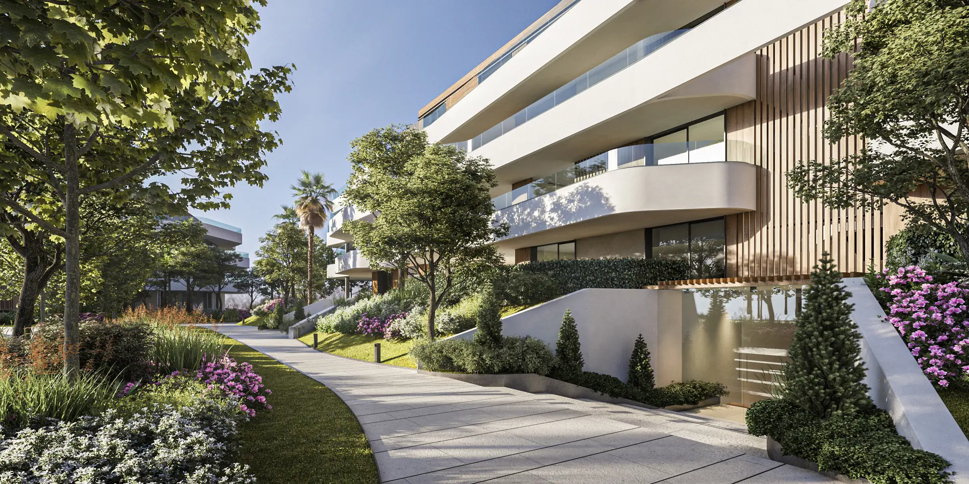 La Reserva Club, Sotogrande, Costa del Sol, Golf and Country Club, Off-plan, New Developments, Luxury Apartments, Gated Communities, Sea View Apartments, Front Line Golf Residences, Concierge, Exterior Facade, community grounds, exterior facade, Pedestrian entrance