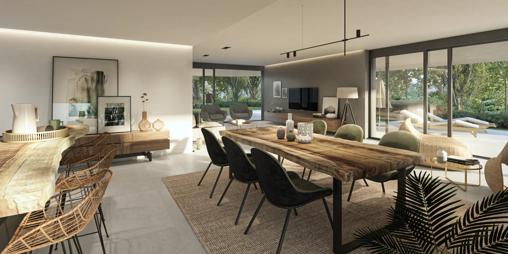 La Reserva Club, Sotogrande, Costa del Sol, Golf and Country Club, Off-plan, New Developments, Luxury Apartments, Gated Communities, Sea View Apartments, Front Line Golf Residences, Concierge, Open-plan, Living-room, Dining, Terraces