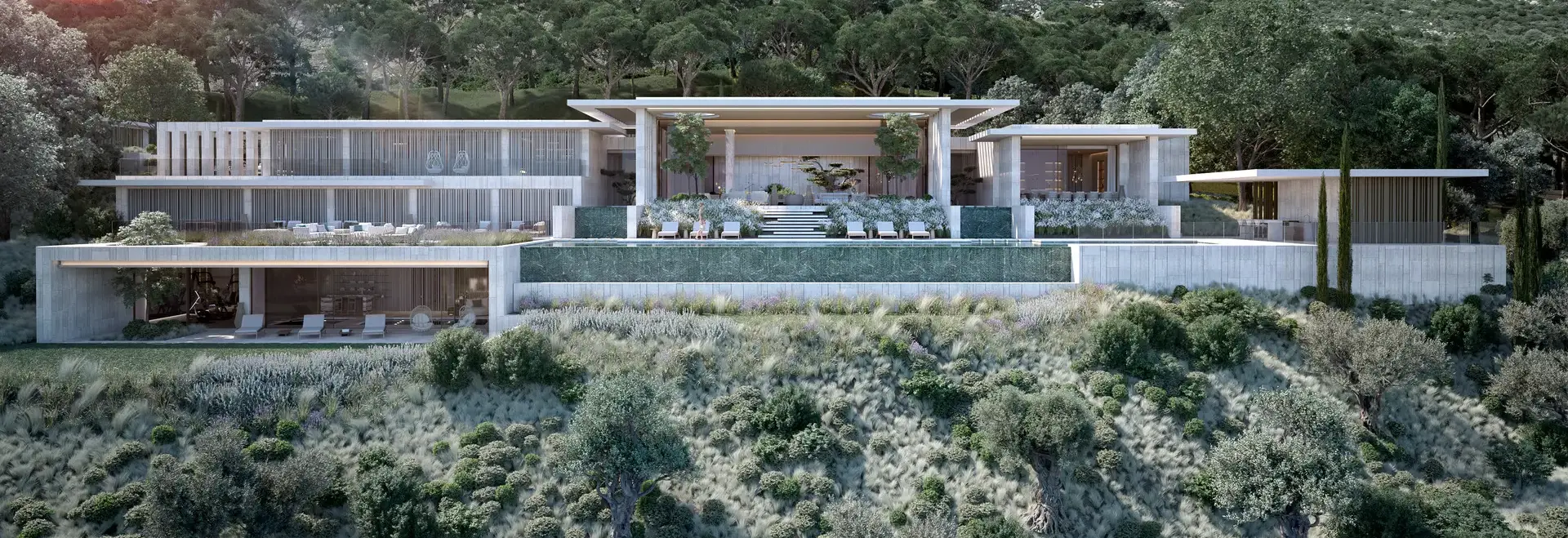 Cascada Homes Sotogrande Costa del Sol Golf & Country Resort Residences facade terrace living room infinity swimming pool