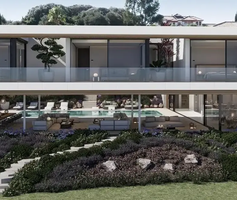 Cascada Homes Villa Lago Sotogrande Costa del Sol Golf & Country Resort Residences facade terrace living room infinity swimming pool