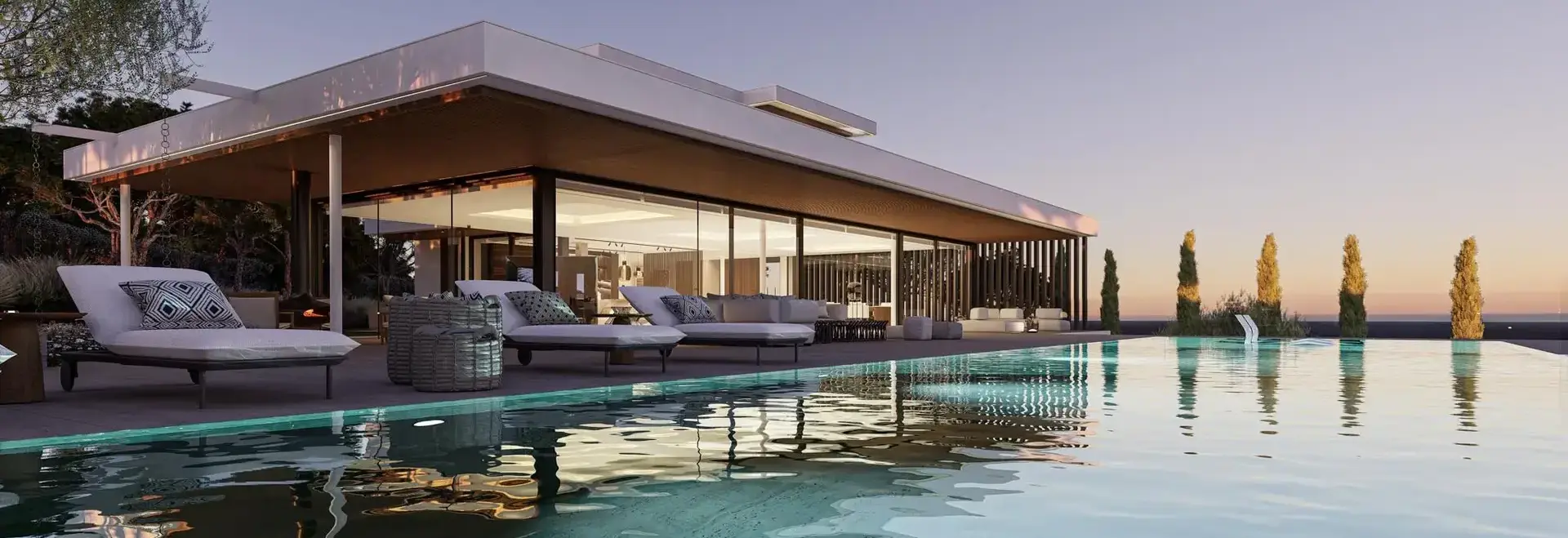 Cascada Homes Villa Retiro Sotogrande Costa del Sol Golf & Country Resort Residences facade terrace living room infinity swimming pool