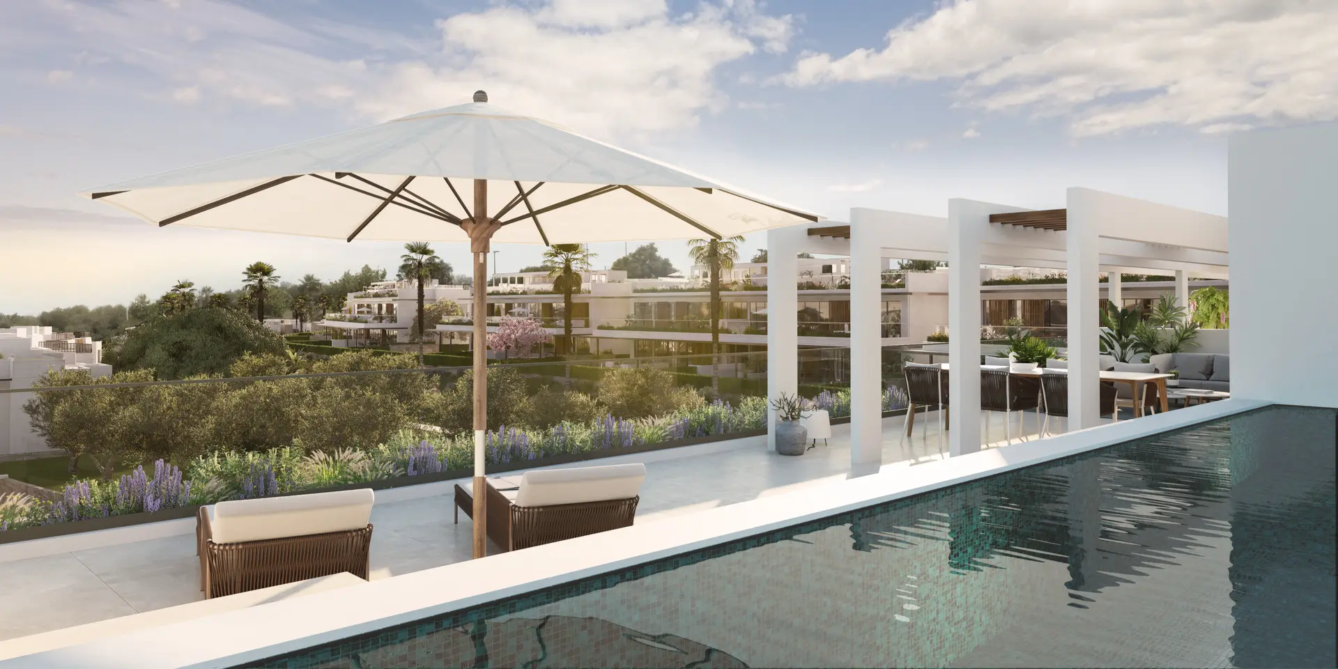 Costa del Sol Marbella Front Line Golf Residences Semi Detached Houses private swimming pool