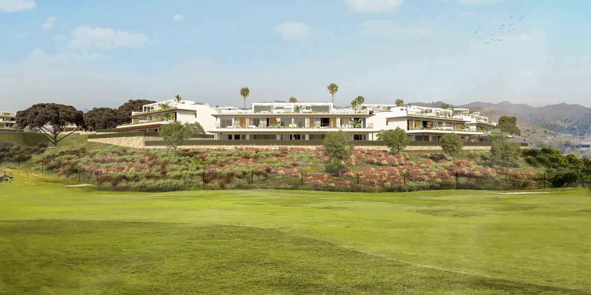 Costa del Sol Marbella Front Line Golf Residences Semi Detached Houses facade golf course view