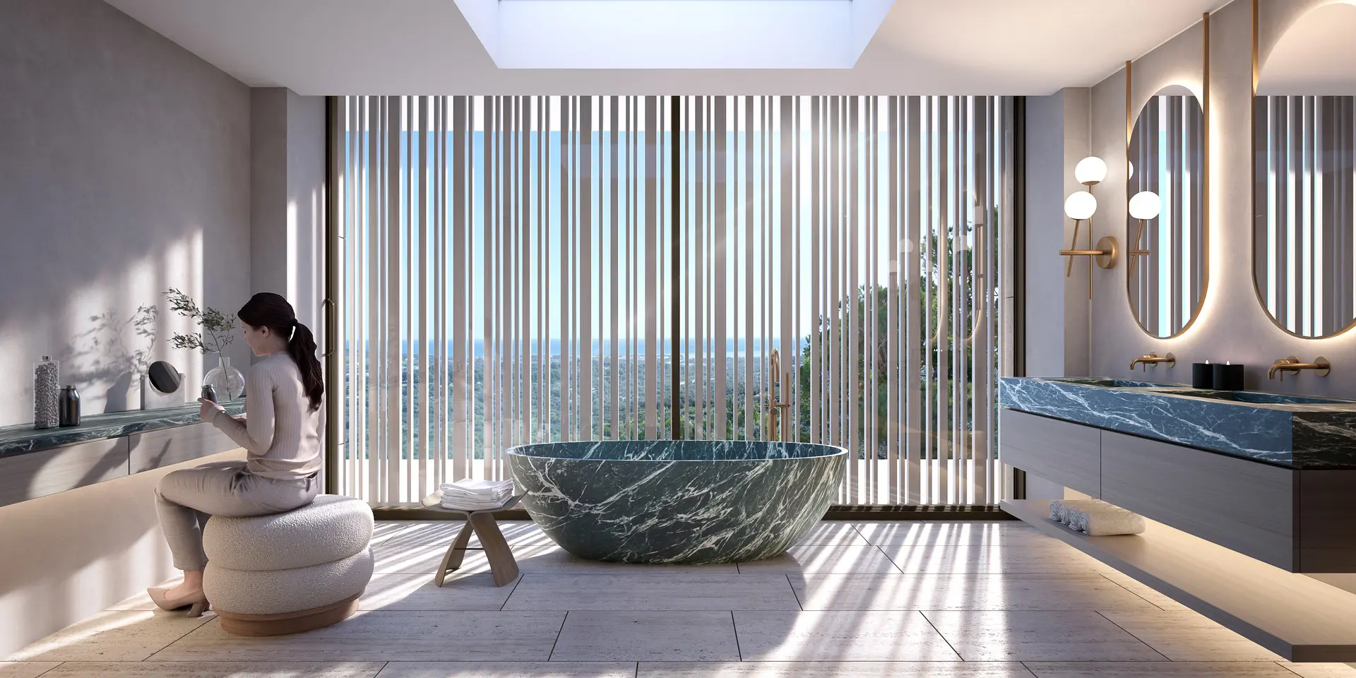 Sotogrande Costa del Sol Golf & Country Resort Residences master bathroom bath green marble