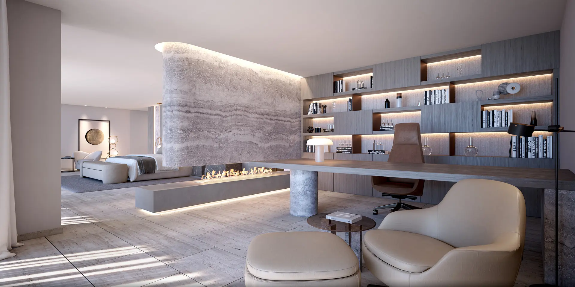 Sotogrande Costa del Sol Golf & Country Resort Residences master bedroom office chimney