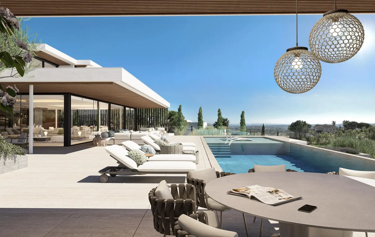 Sotogrande Costa del Sol Golf & Country Resort Residences terrace sunbed swimming pool sea views outdoor dine area