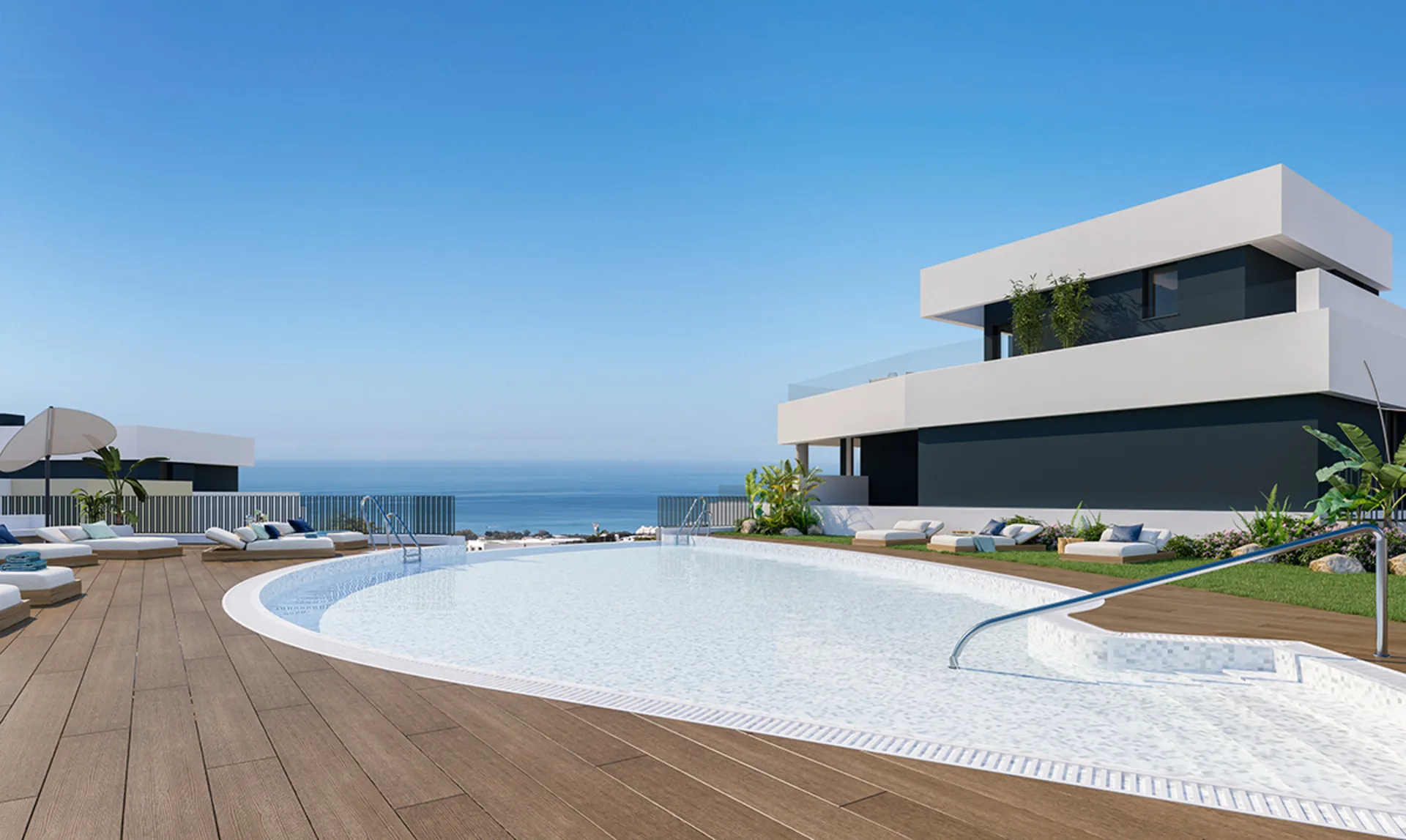 sea view apartments marbella costa del sol swimming pool daylight