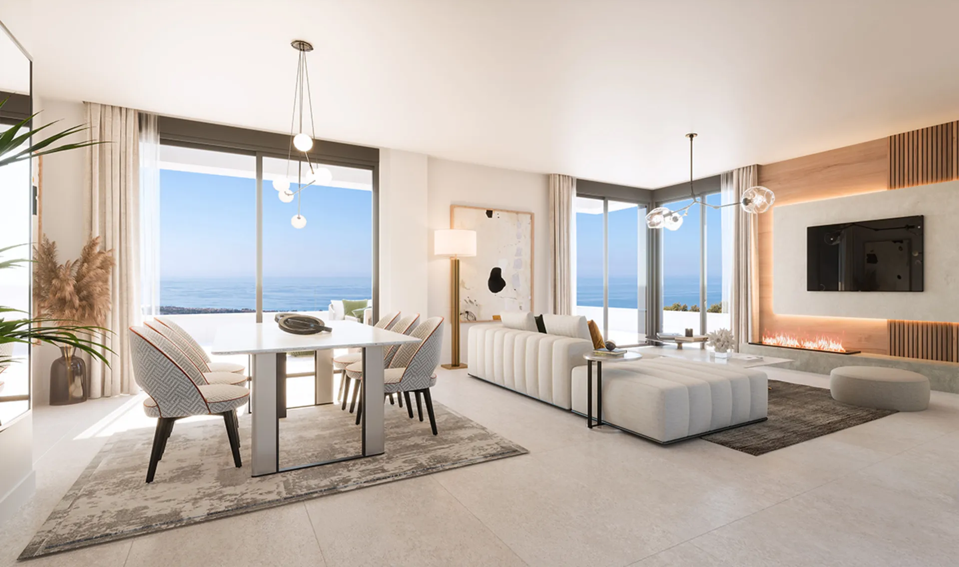 sea view apartments marbella costa del sol living room dinning area