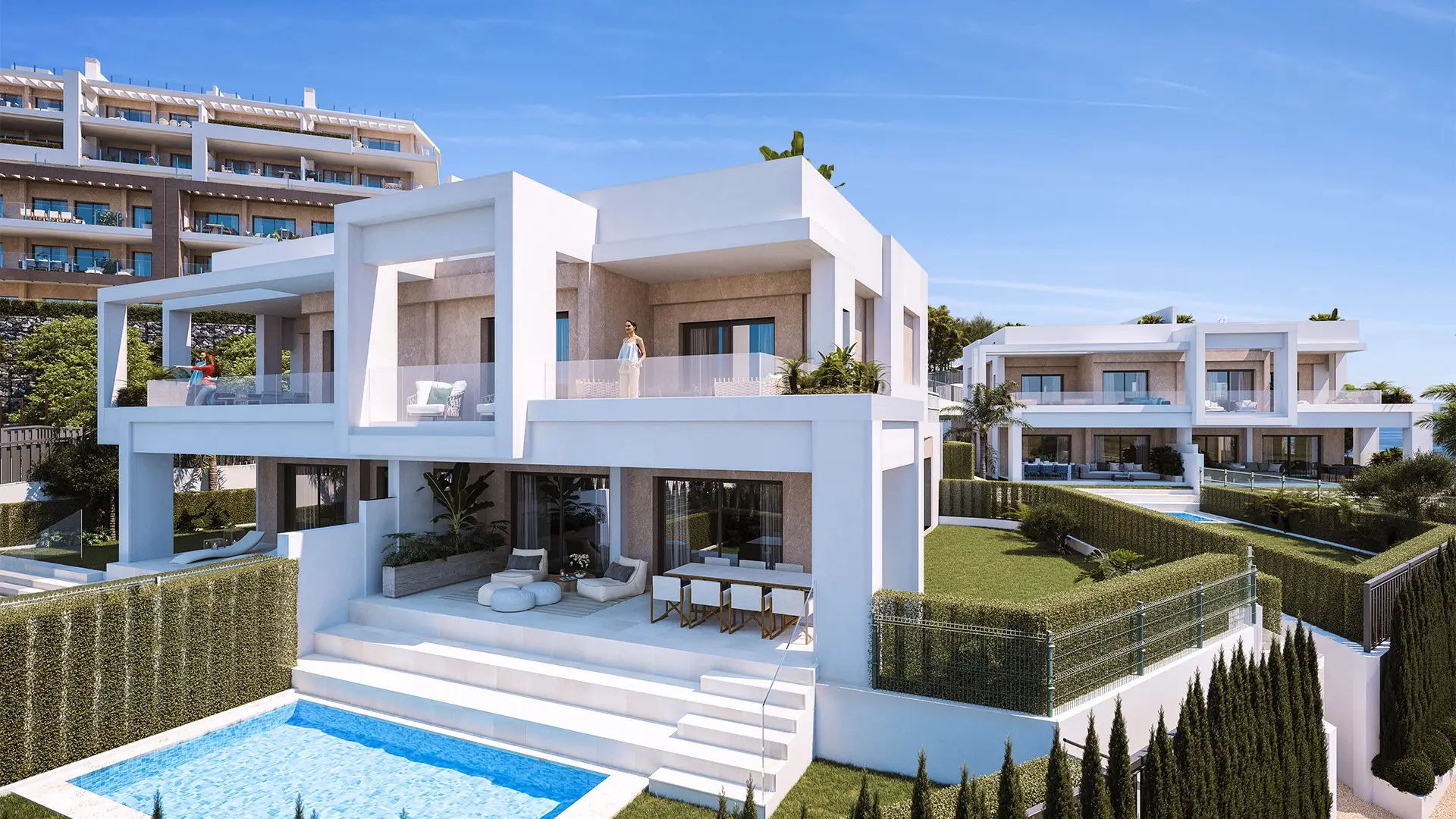 New Development Sea View Apartment Estepona Costa del Sol semidetached swimming pool terraze
