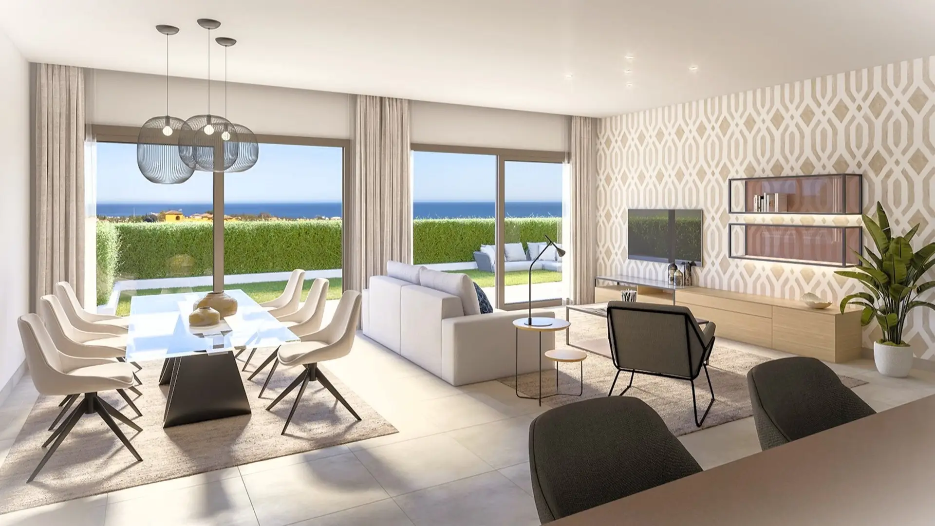 New Development Sea View Apartment Estepona Costa del Sol living room