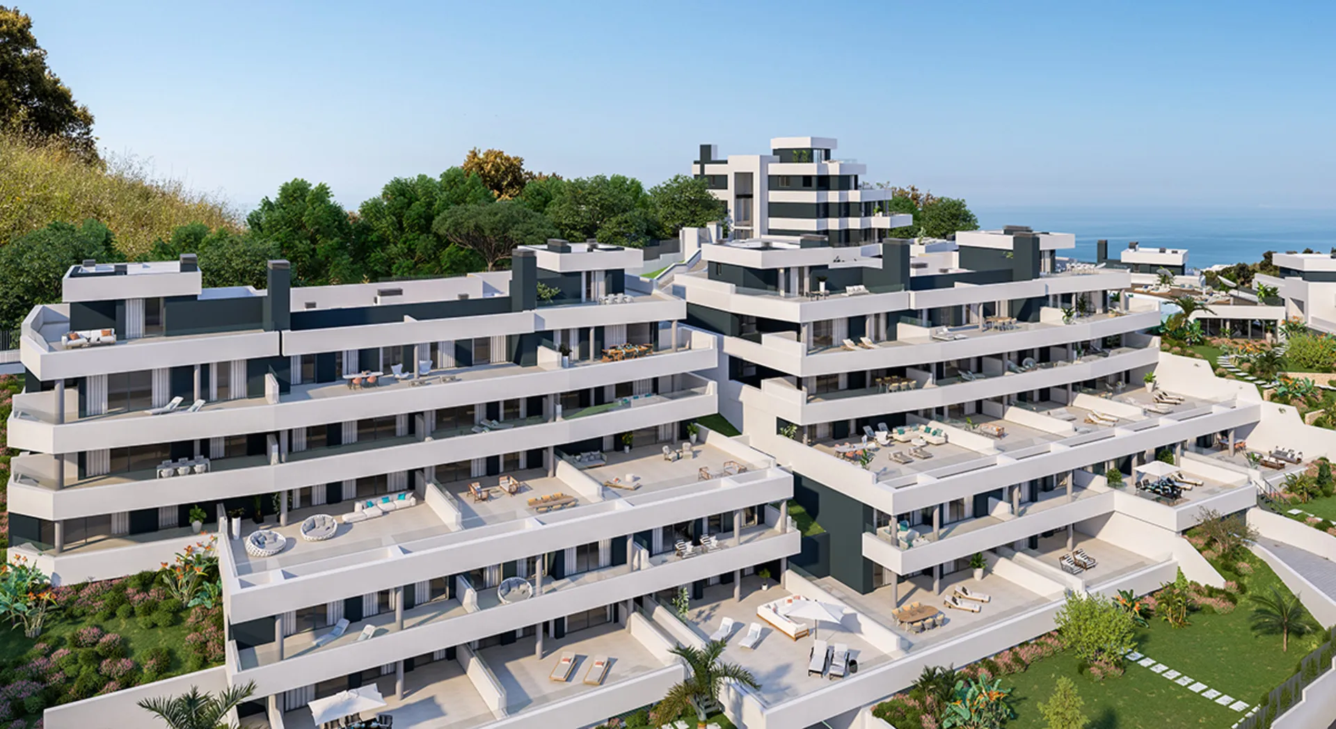 sea view apartments marbella costa del sol facade daylight