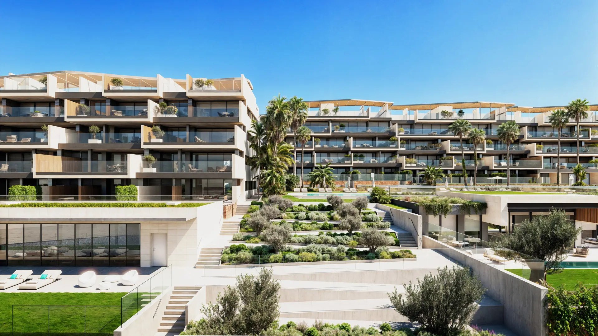 Front Line Beach Residences Apartments Manilva Costa del Sol green area