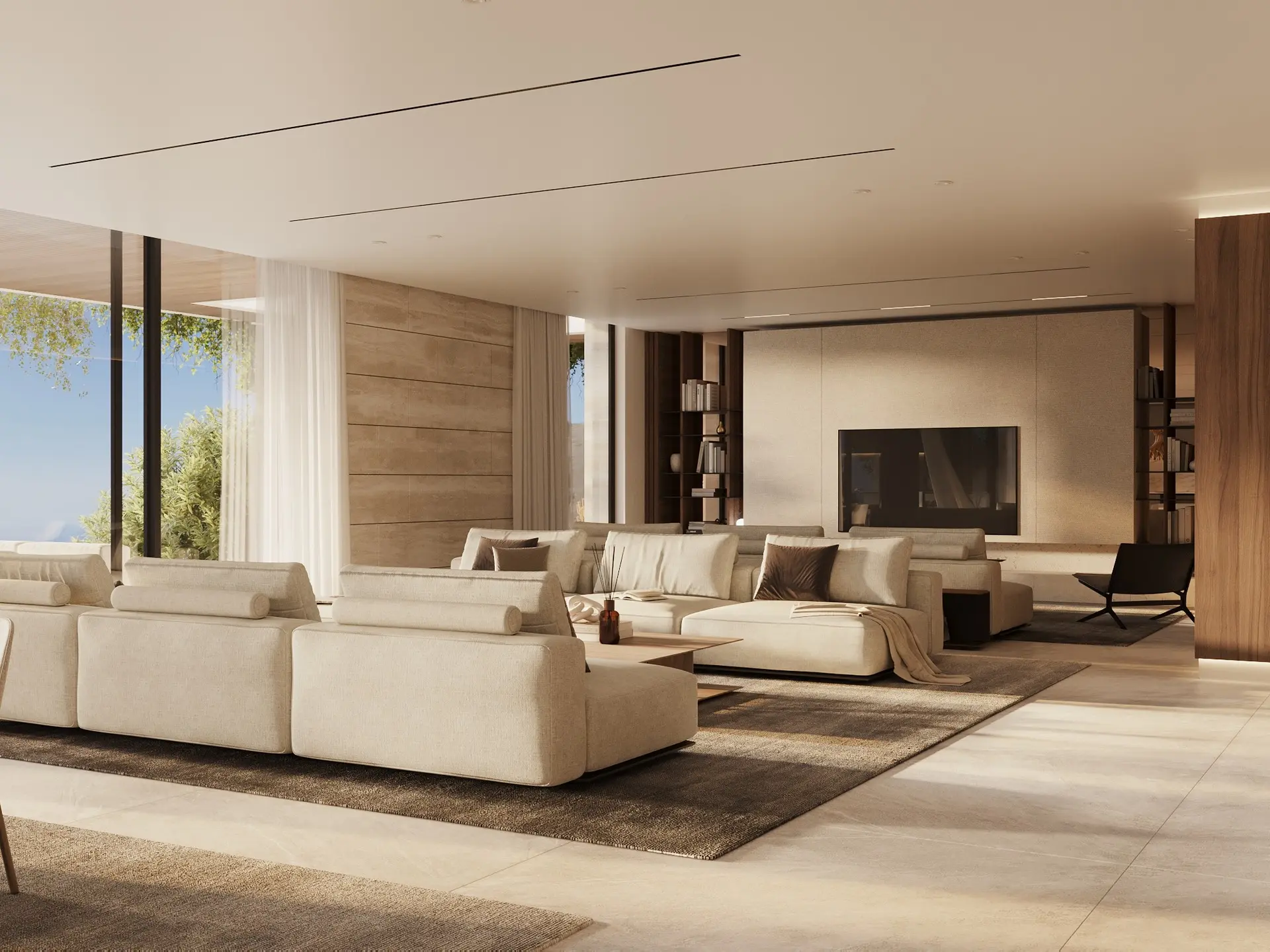 Cascada Homes La Quinta Costa del Sol Villas - Living Room & Fireplace