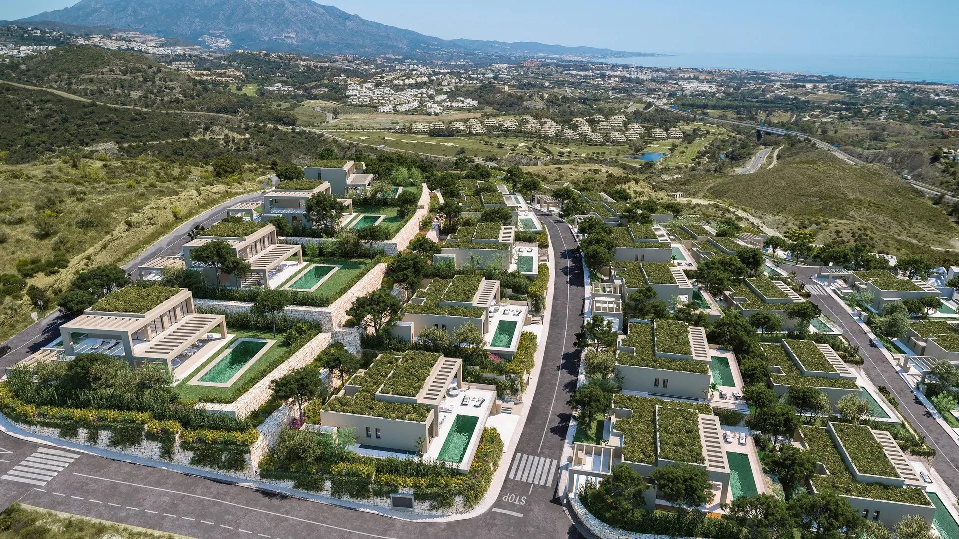 Cascada Homes Benahavis Gated Communities Costa del Sol Sky Villa Aerial
