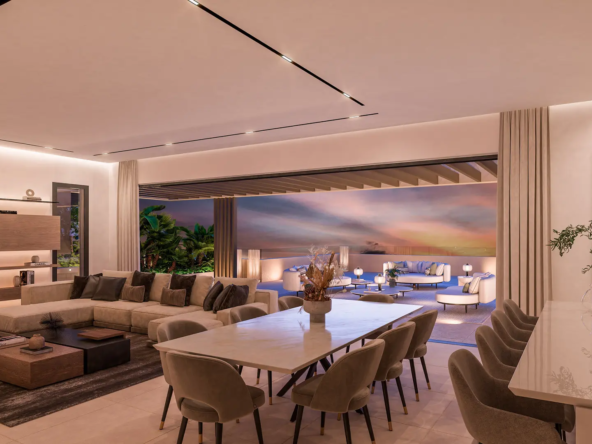 Cascada Homes Benahavis Gated Communities Costa del Sol Sky Villa Living Room Sunset