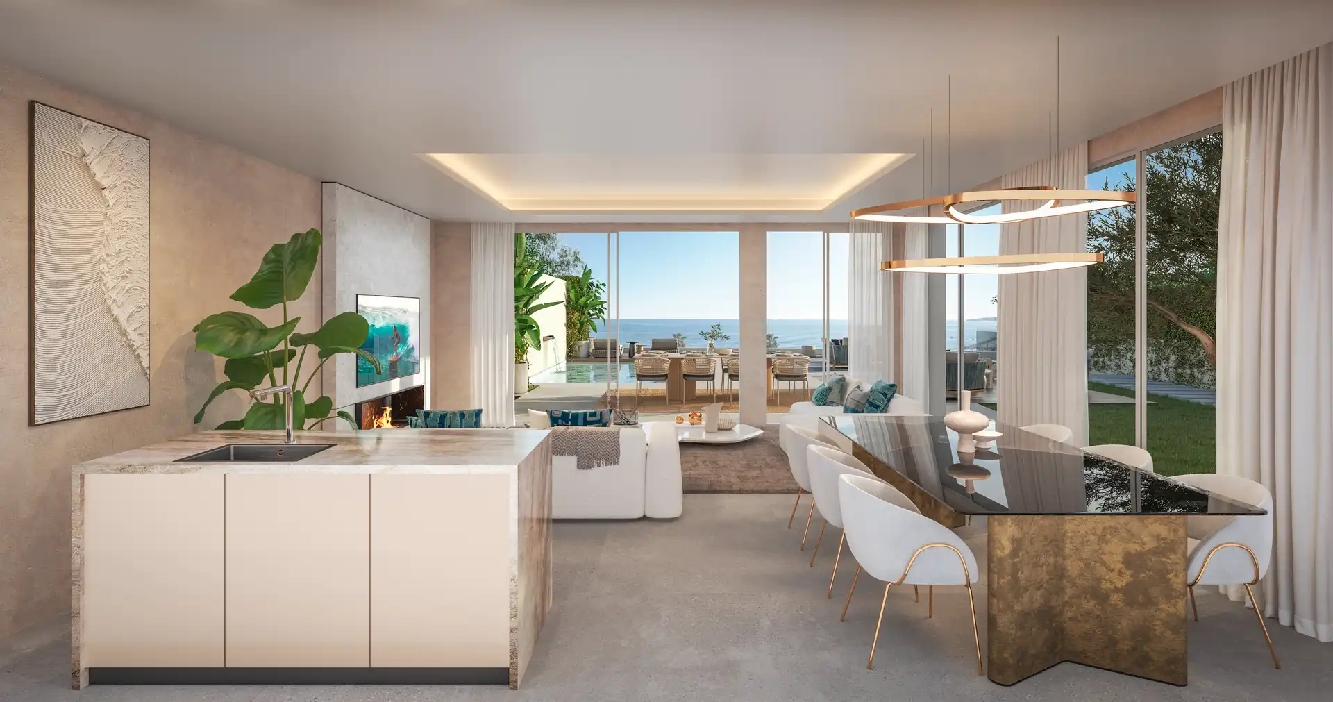 Cascada Homes - Costa del Sol - Wave View Villas - Frontline Beach - La Cala de Mijas - Living Room