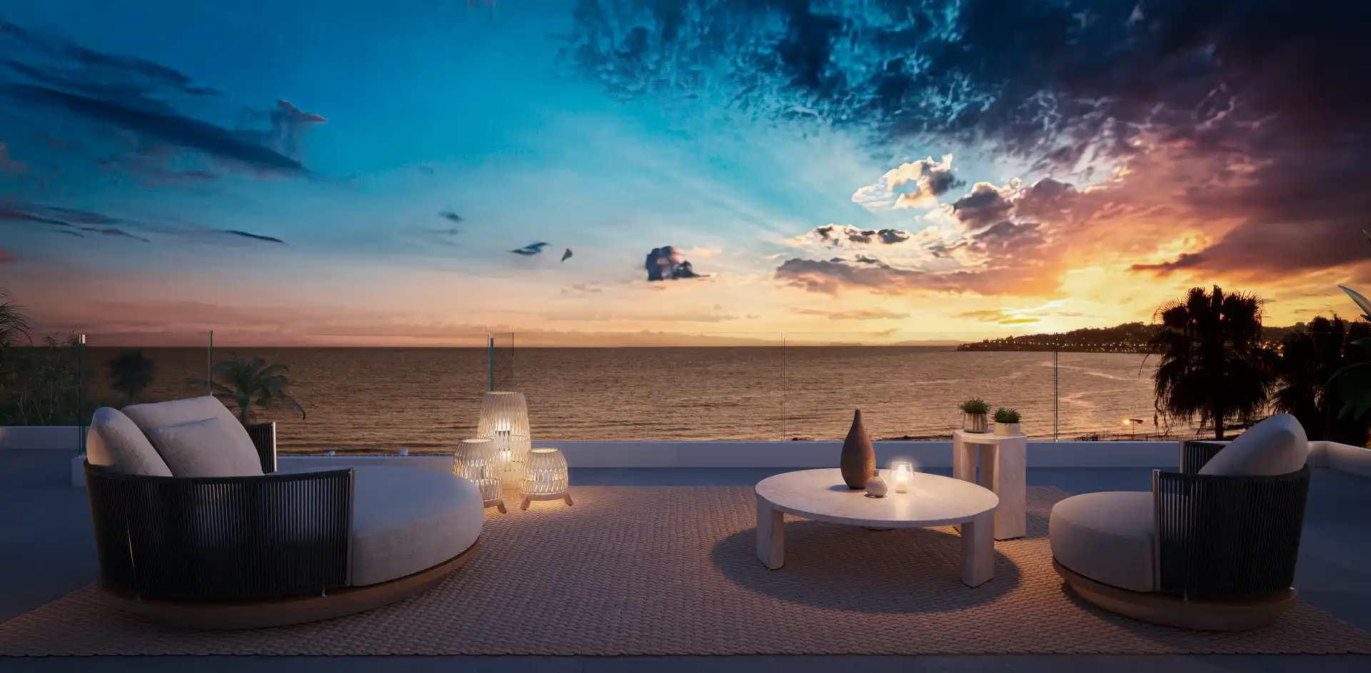 Cascada Homes - Costa del Sol - Wave View Villas - Frontline Beach - La Cala de Mijas - Sunset