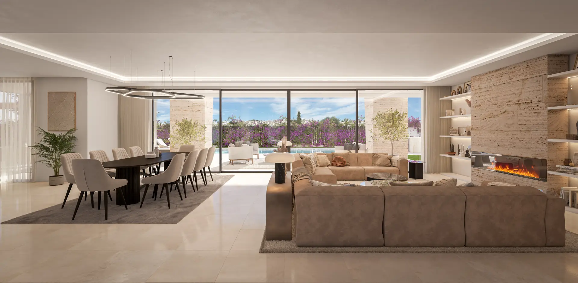 Cascada-Homes-Vasari-Villas-Estepona-Lounge-and-Kitchen-Area